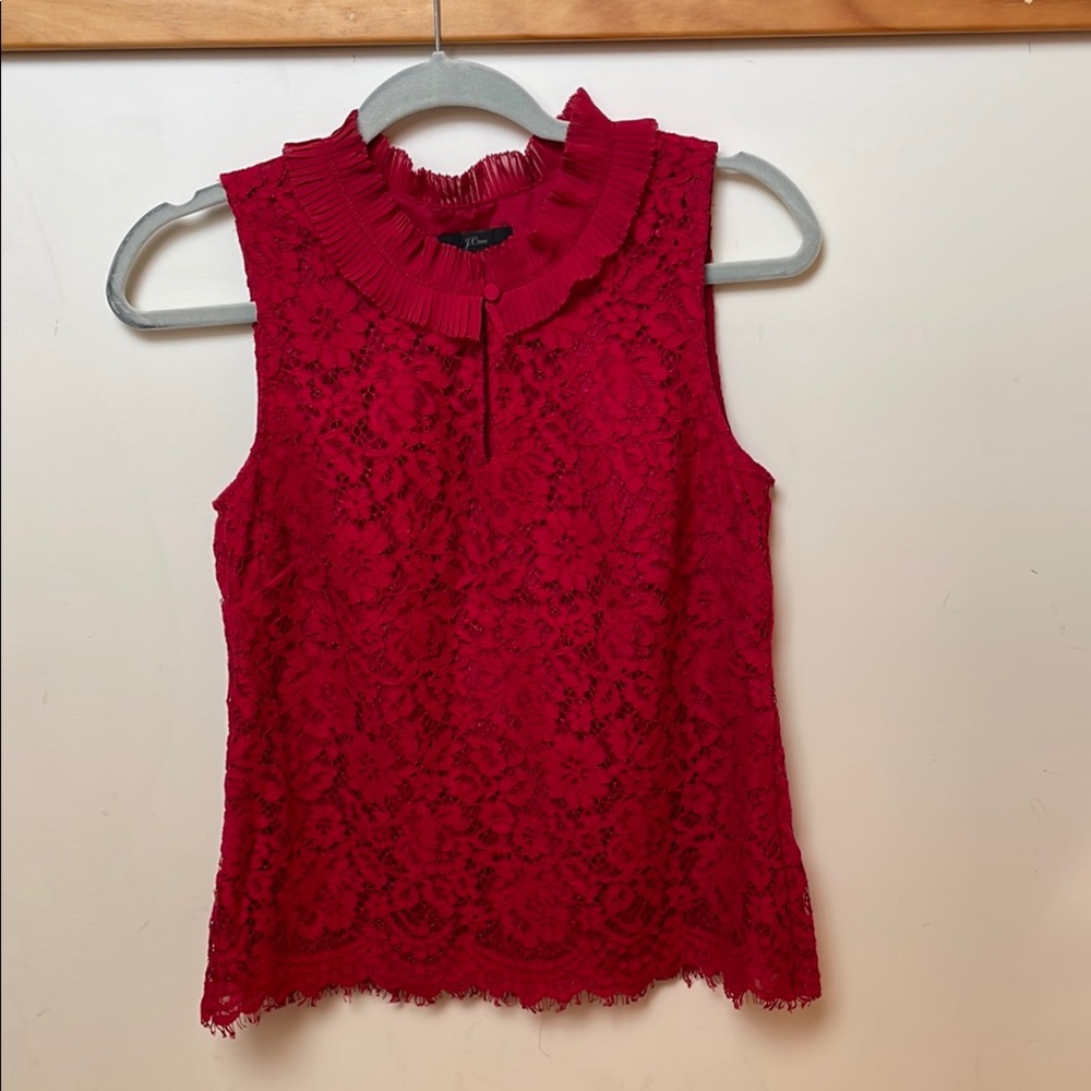 J. Crew Crimson Lace Sleeveless Blouse